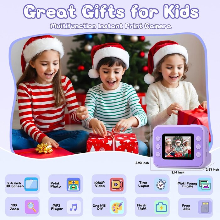 Appareil photo instantané pour enfants - Violet - Jusqu'à 45% de remise