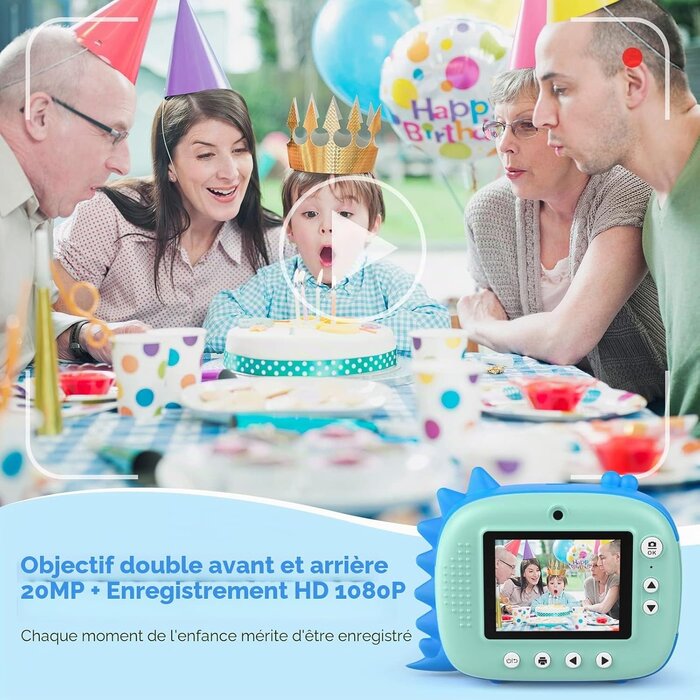 Appareil photo instantané enfant 20MP - Bleu - Jusqu'à -41%