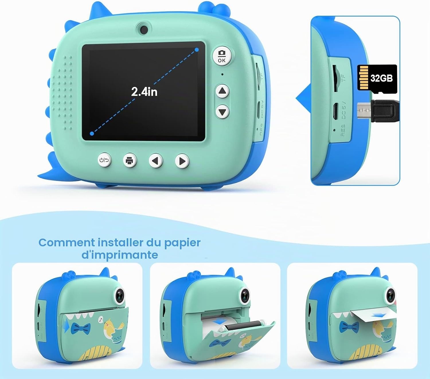 Appareil photo instantané enfant 20MP - Bleu - Jusqu'à -41%