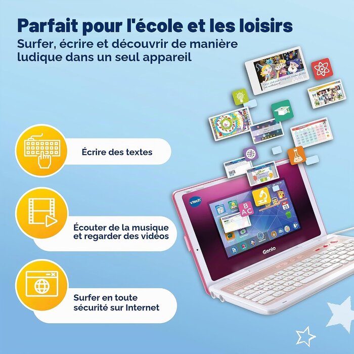 Vtech Ordinateur éducatif rose pour enfants - 40 jeux - Jusqu'à 43% de remise