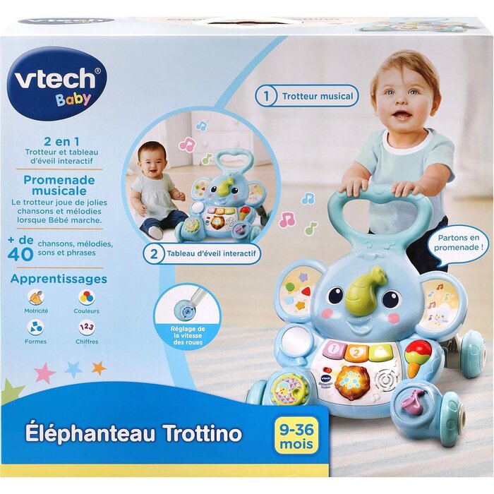 Vtech Trotteur interactif éléphant multicolore - Jusqu'à -39% sur notre outlet