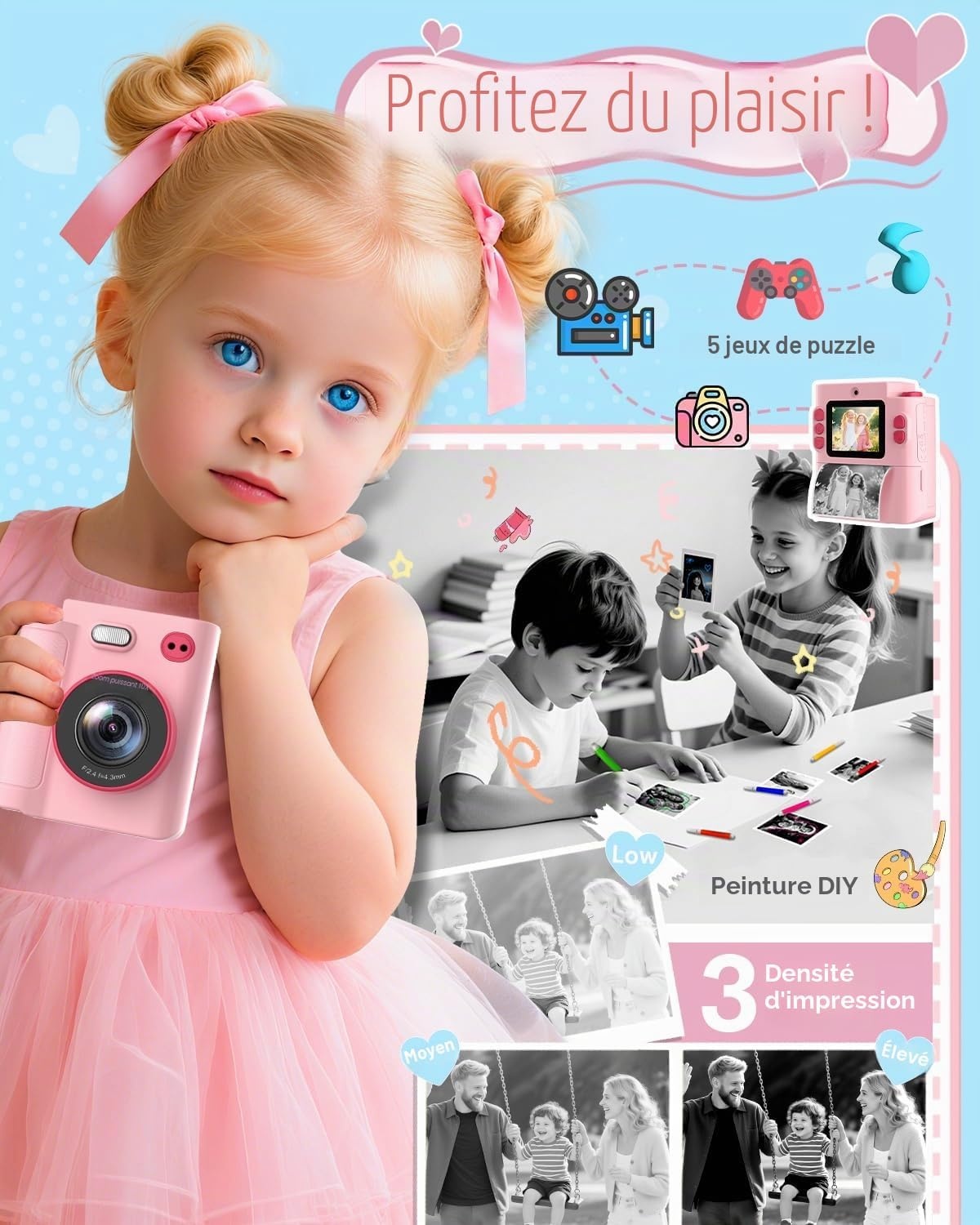 Appareil photo instantané pour enfants - 1080P - Jusqu'à -43% de remise