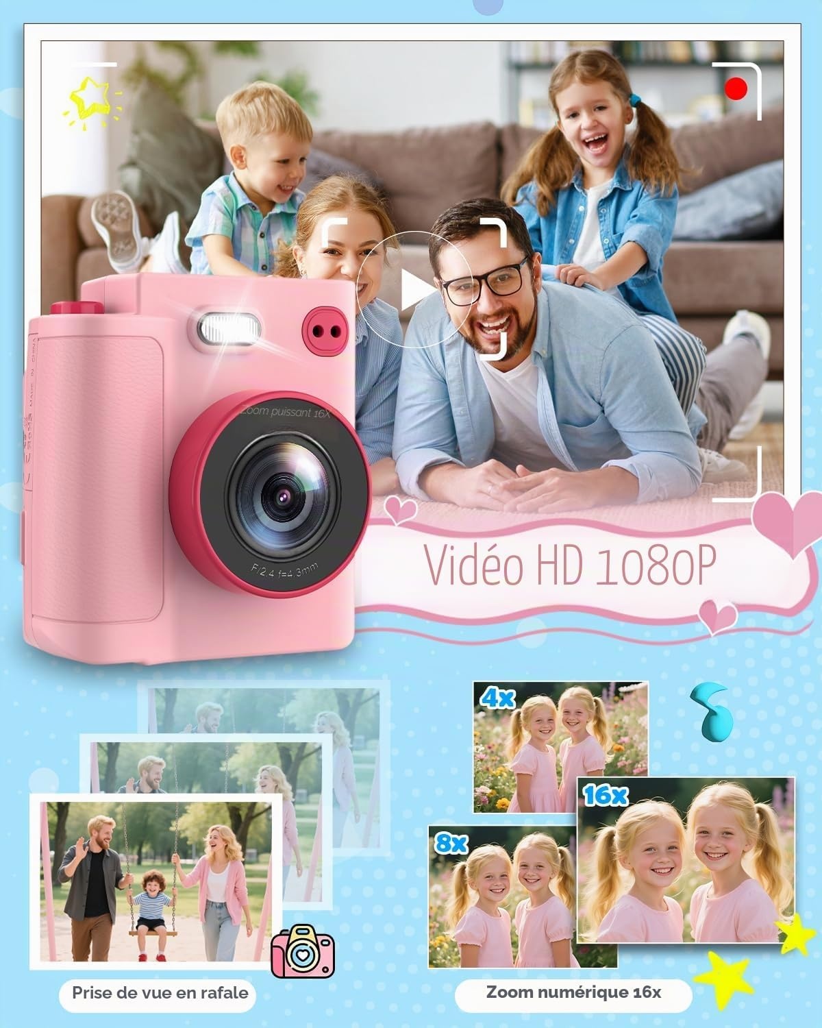 Appareil photo instantané pour enfants - 1080P - Jusqu'à -43% de remise