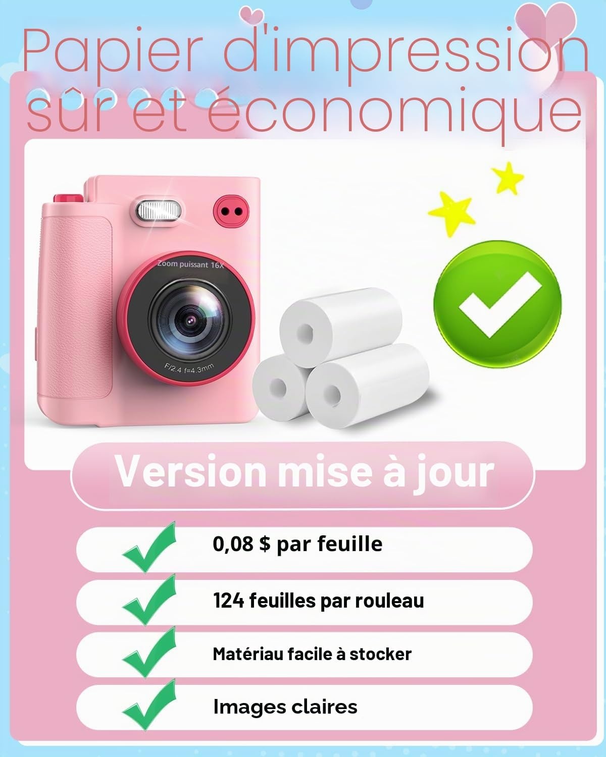 Appareil photo instantané pour enfants - 1080P - Jusqu'à -43% de remise
