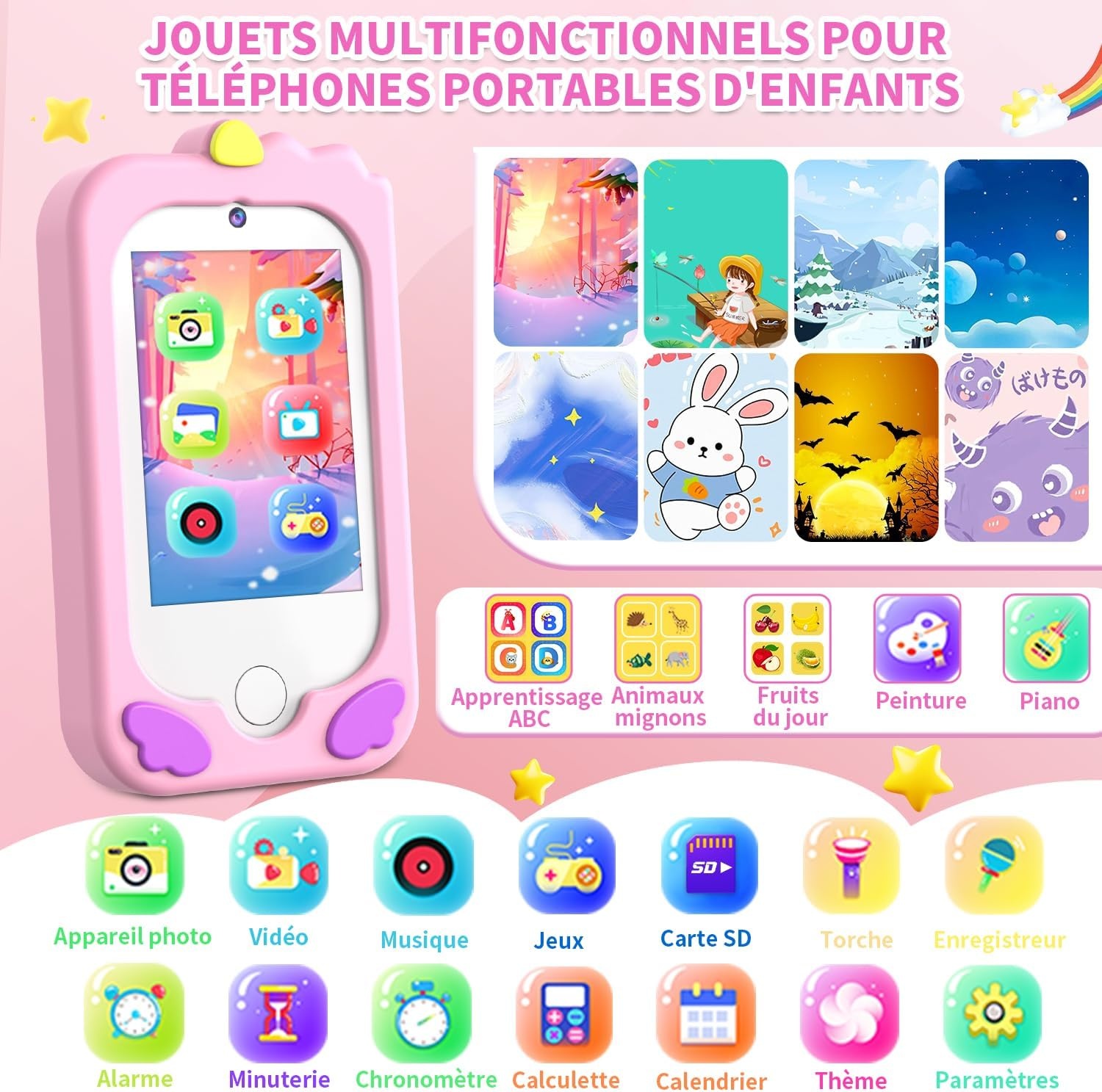 Smartphone pour enfants rose - Éducatif et interactif - Jusqu'à 44% de remise
