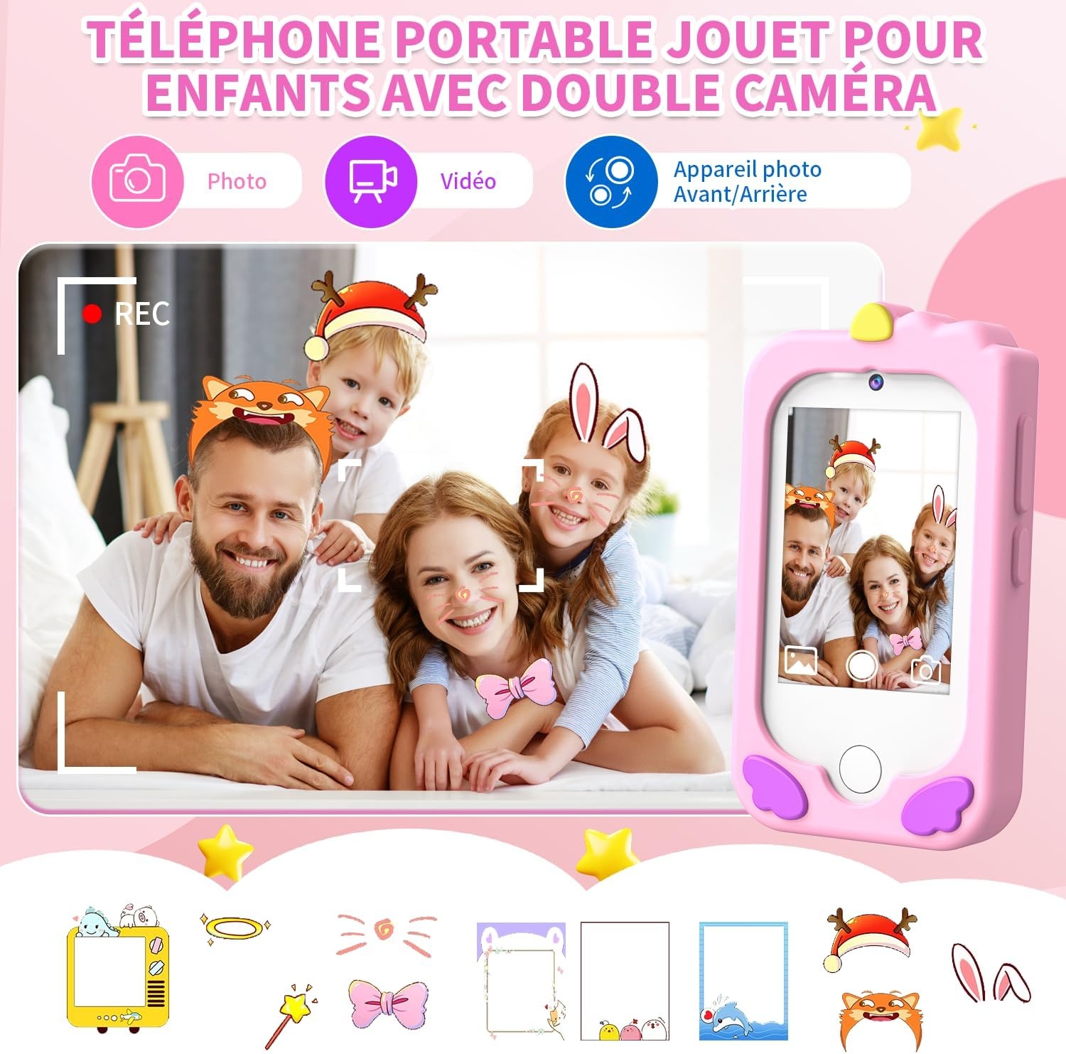 Smartphone pour enfants rose - Éducatif et interactif - Jusqu'à 44% de remise