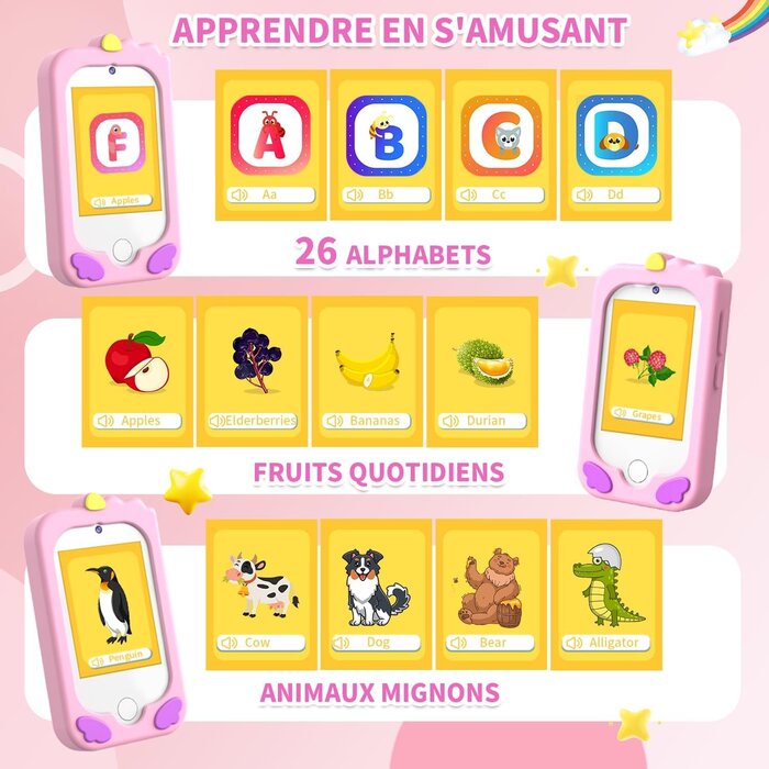 Smartphone pour enfants rose - Éducatif et interactif - Jusqu'à 44% de remise