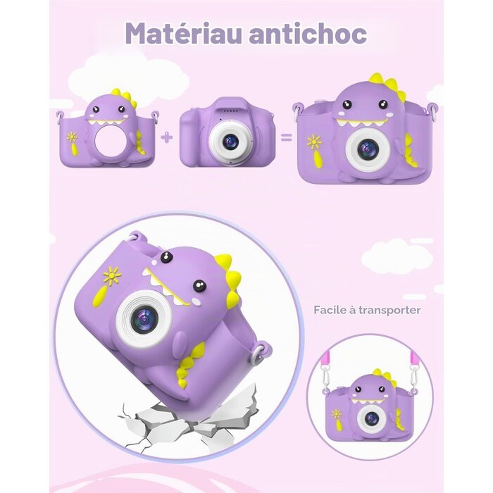 Appareil photo enfant 20MP violet - jusqu'à 43% de remise
