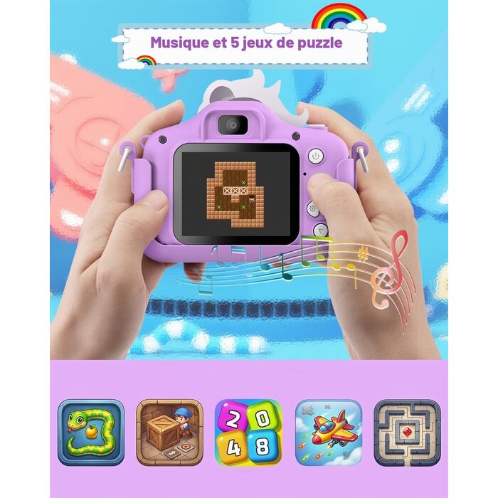 Appareil photo enfant 20MP violet - jusqu'à 43% de remise