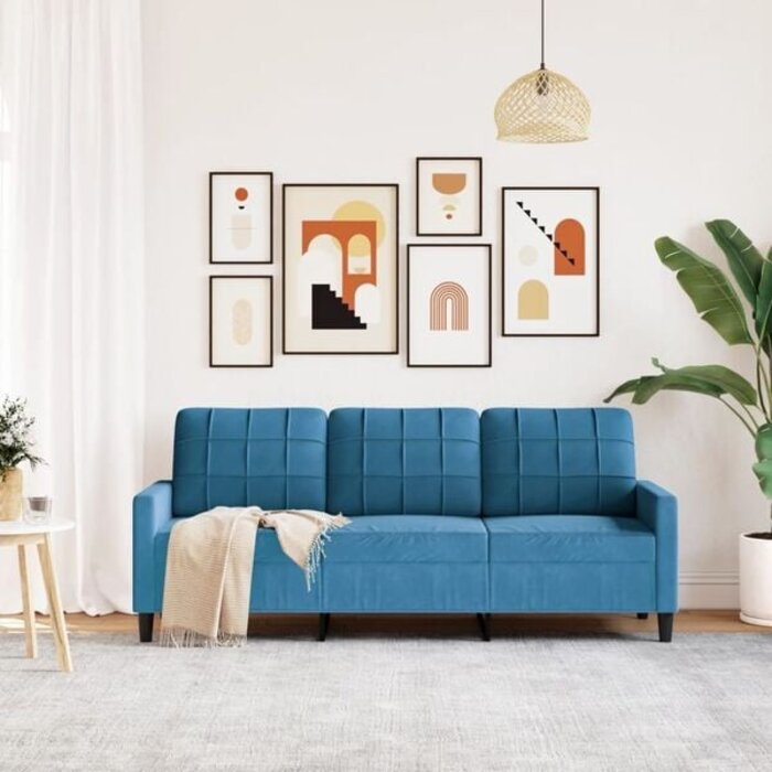 Vidaxl Canapé 3 places 180 cm velours bleu - Jusqu'à -37%