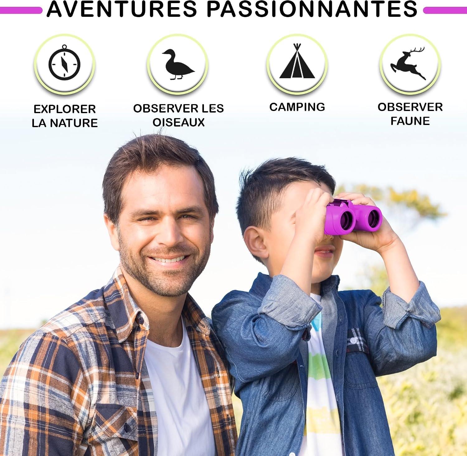 Jumelles Enfant 8x21 Violettes + Kit Exploration - Jusqu'à 43% de remise