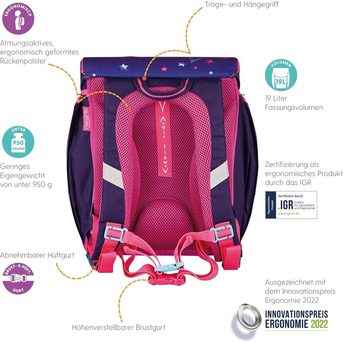 Cartable enfant étoiles roses - Confort et légèreté - Jusqu'à 43% de remise