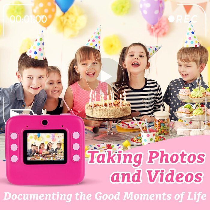 Appareil photo instantané enfant 48MP - Rose - Jusqu'à -42%