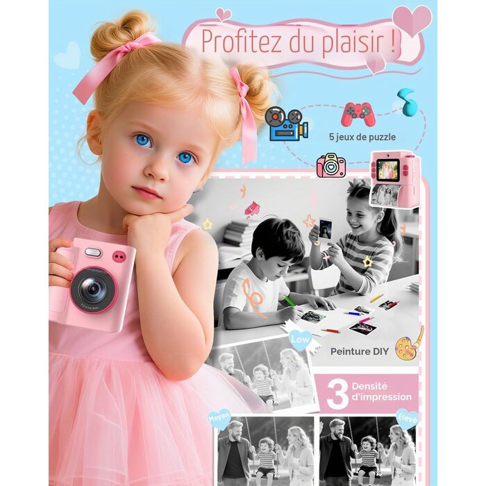 Appareil photo instantané pour enfants - Rose - Jusqu'à -43% de remise