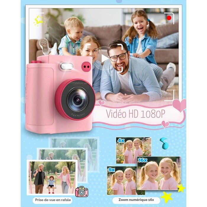 Appareil photo instantané pour enfants - Rose - Jusqu'à -43% de remise