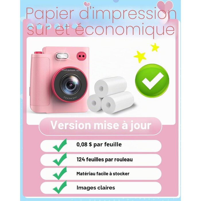 Appareil photo instantané pour enfants - Rose - Jusqu'à -43% de remise