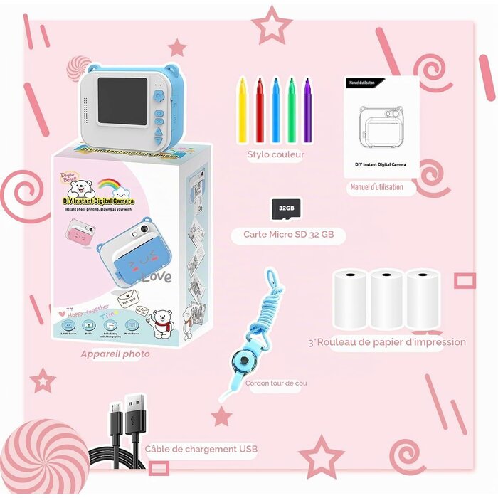 Appareil photo instantané enfant 12MP - Jusqu'à 40% de remise sur l'outlet
