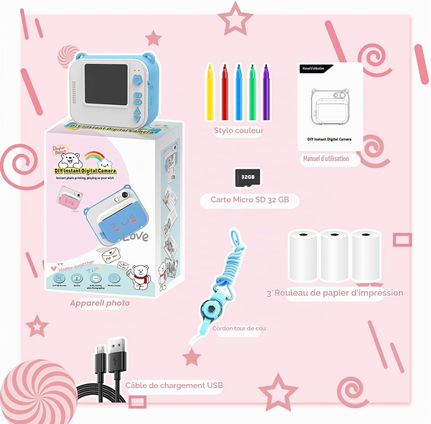 Appareil photo instantané enfant 12MP - Jusqu'à 40% de remise sur l'outlet