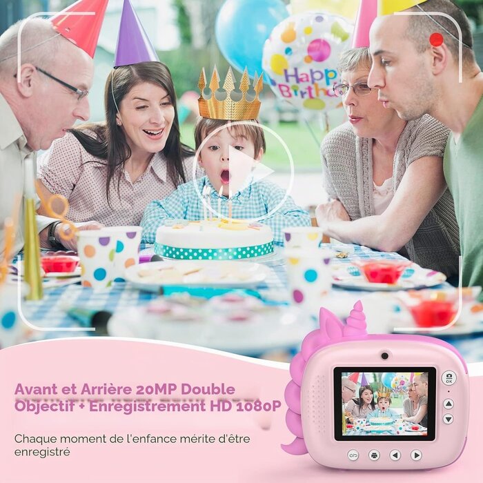 Appareil photo instantané enfant rose - 12 MP - Jusqu'à -45% sur l'outlet