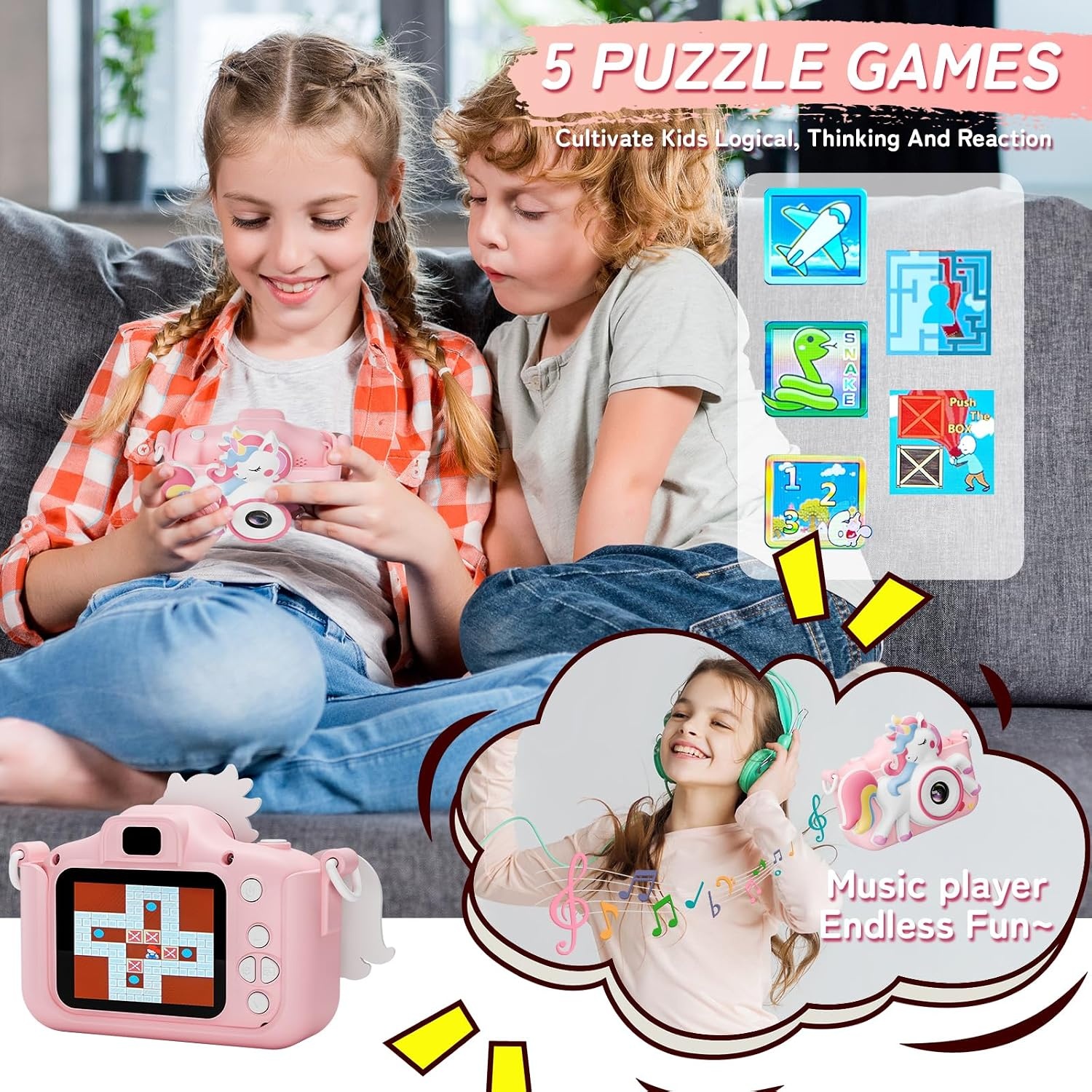 Appareil photo numérique enfant 12MP - Rose - Jusqu'à -37% sur l'outlet