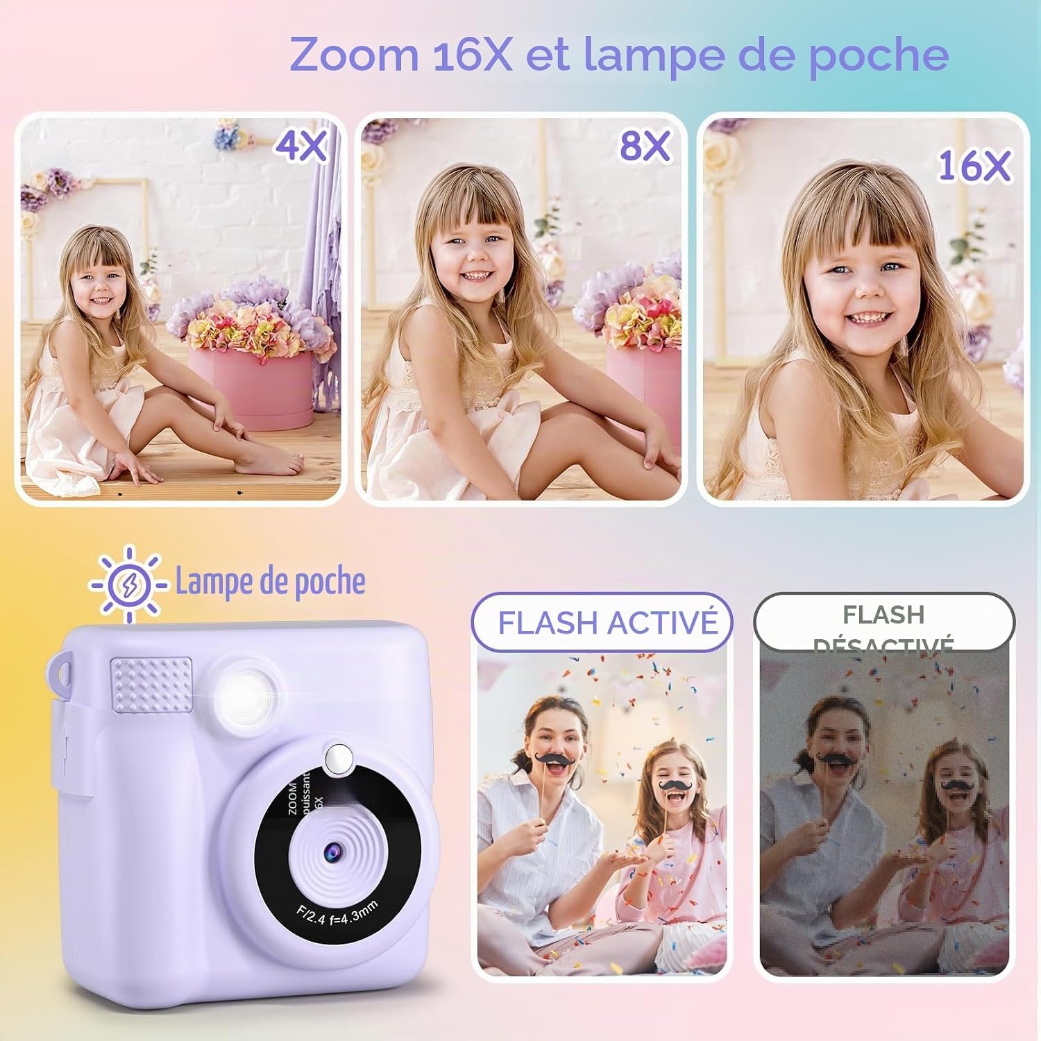 Appareil photo instantané enfant - Violet - Jusqu'à 39% de réduction