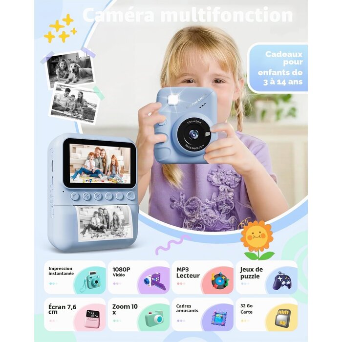 Appareil photo instantané enfant 48MP - Jusqu'à -39% sur notre stock outlet