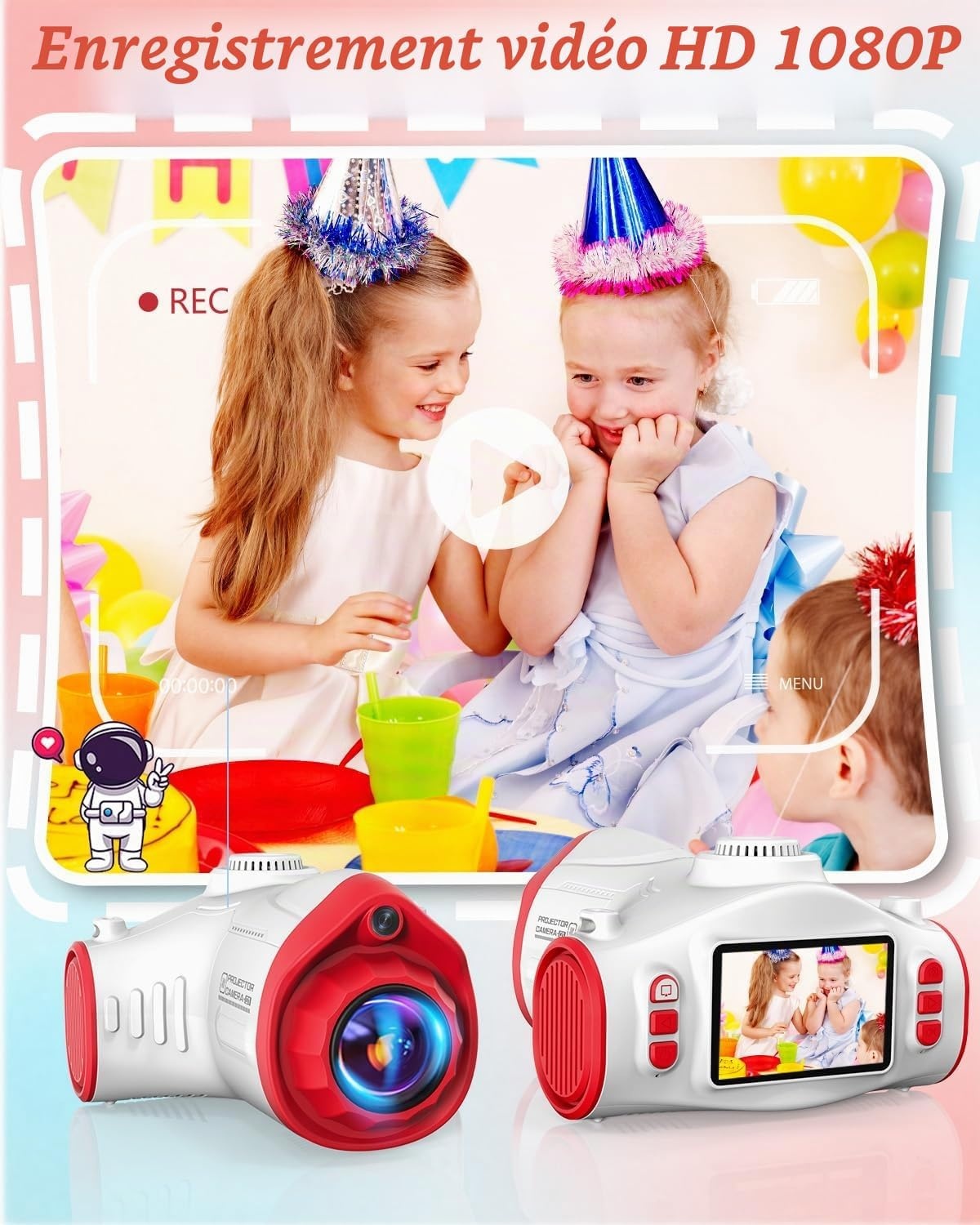 Appareil photo projecteur 3-en-1 pour enfants 48MP - Jusqu'à -40%