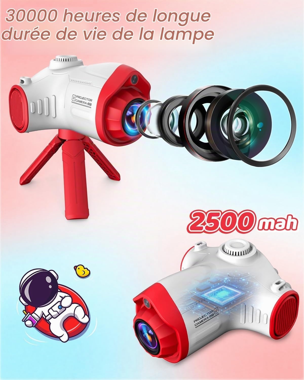 Appareil photo projecteur 3-en-1 pour enfants 48MP - Jusqu'à -40%