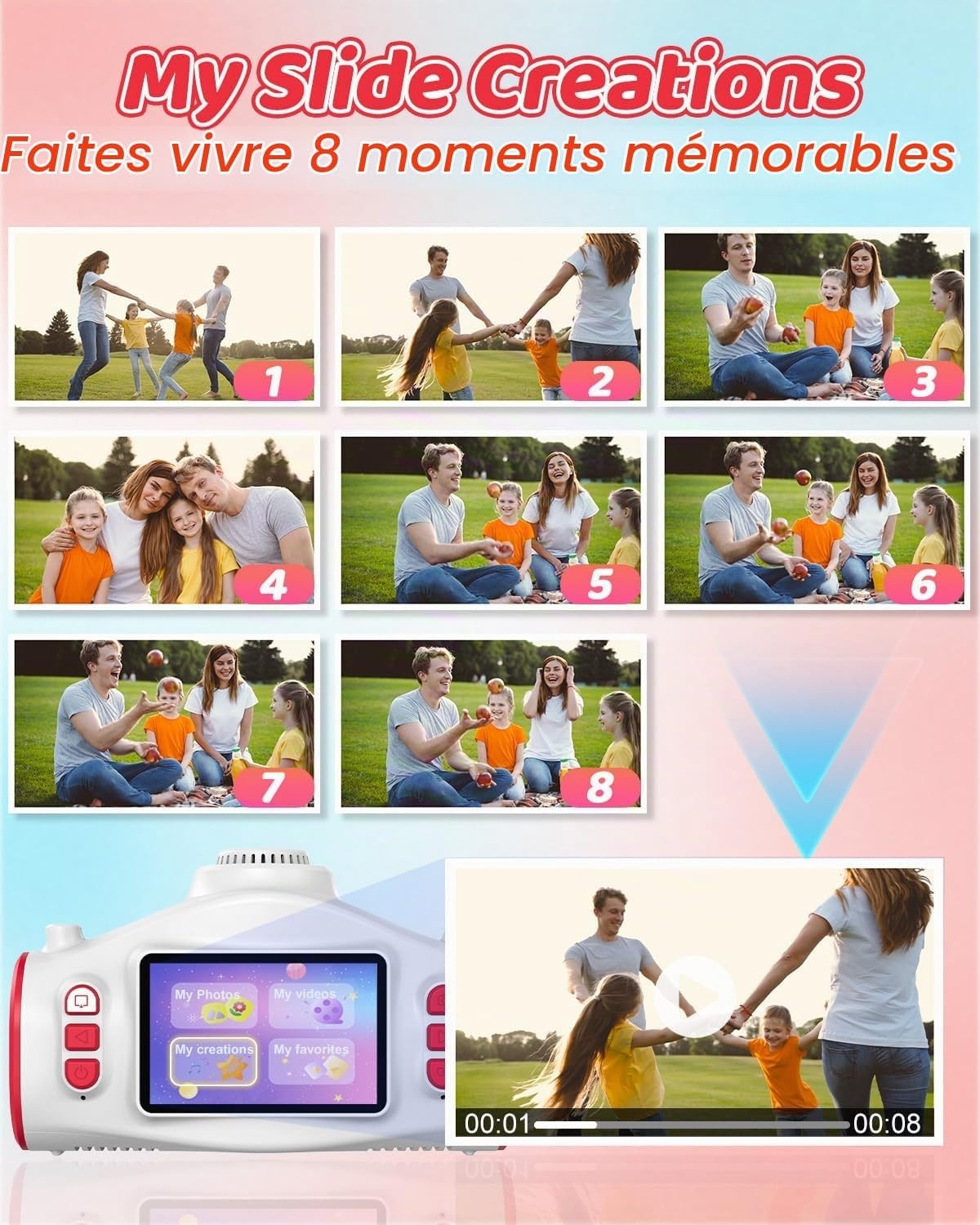 Appareil photo projecteur 3-en-1 pour enfants 48MP - Jusqu'à -40%