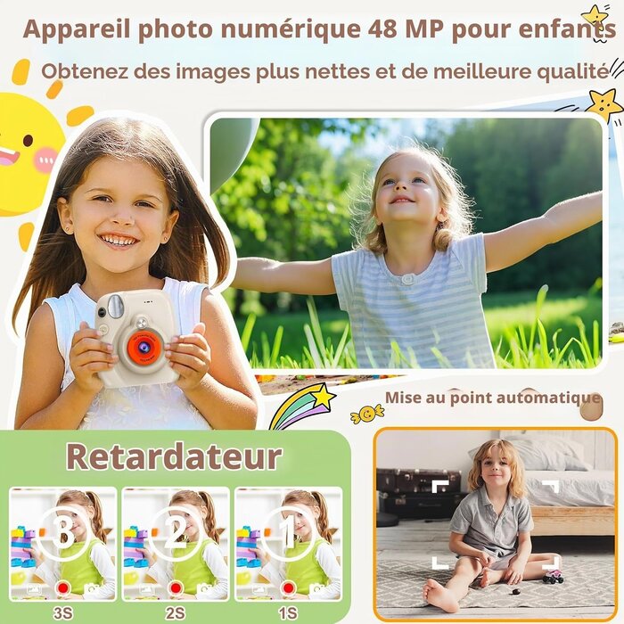 Appareil photo instantané enfant 48MP - Jusqu'à 39% de réduction