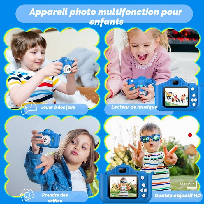Appareil photo numérique enfant - 64 Go - Bleu - Jusqu'à -38% de remise