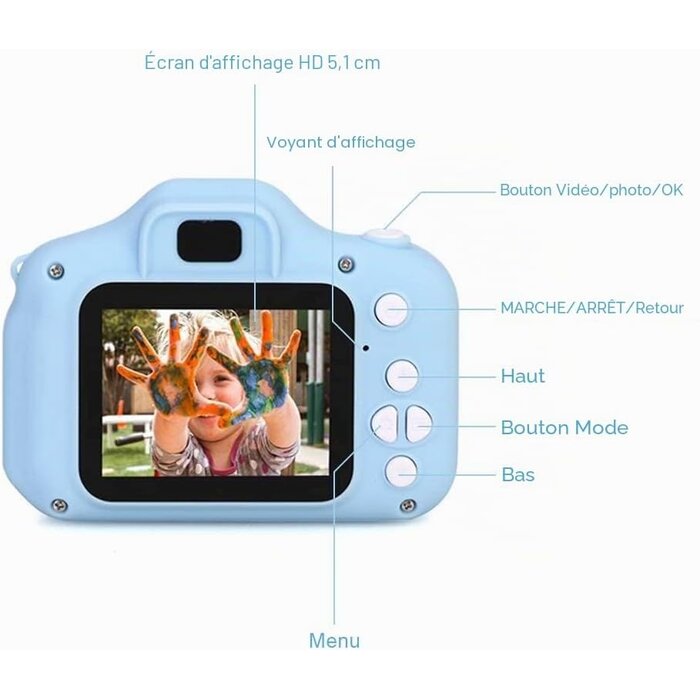 Appareil photo numérique enfant 1080p bleu - Jusqu'à -37% sur le modèle outlet