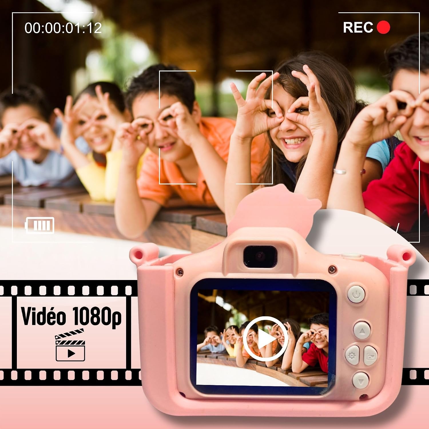 Appareil photo numérique enfant 40MP - Rose - Jusqu'à -38%