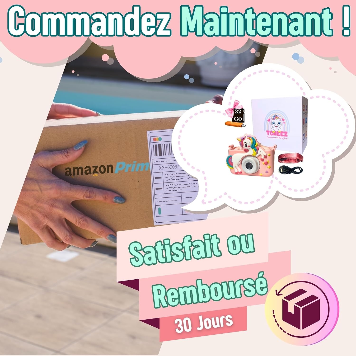 Appareil photo numérique enfant 40MP - Rose - Jusqu'à -38%