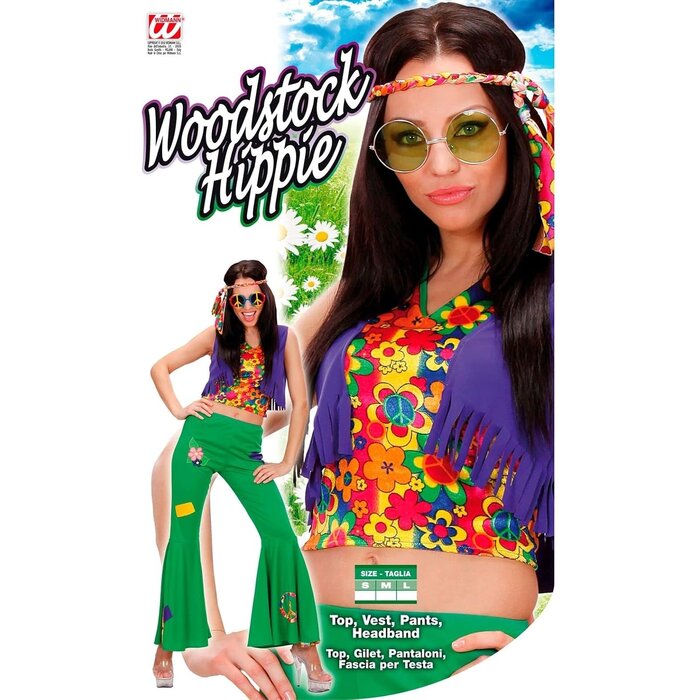 Costume Hippie Femme Woodstock Bleu - Taille M - Jusqu'à -38% de remise