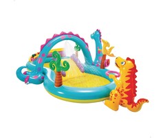 Aire de jeux gonflable Dinoland - Toboggan inclus - Jusqu'à -40% en Outlet