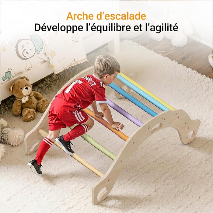 Arche d'escalade Montessori en bois avec coussin - Jusqu'à -34%