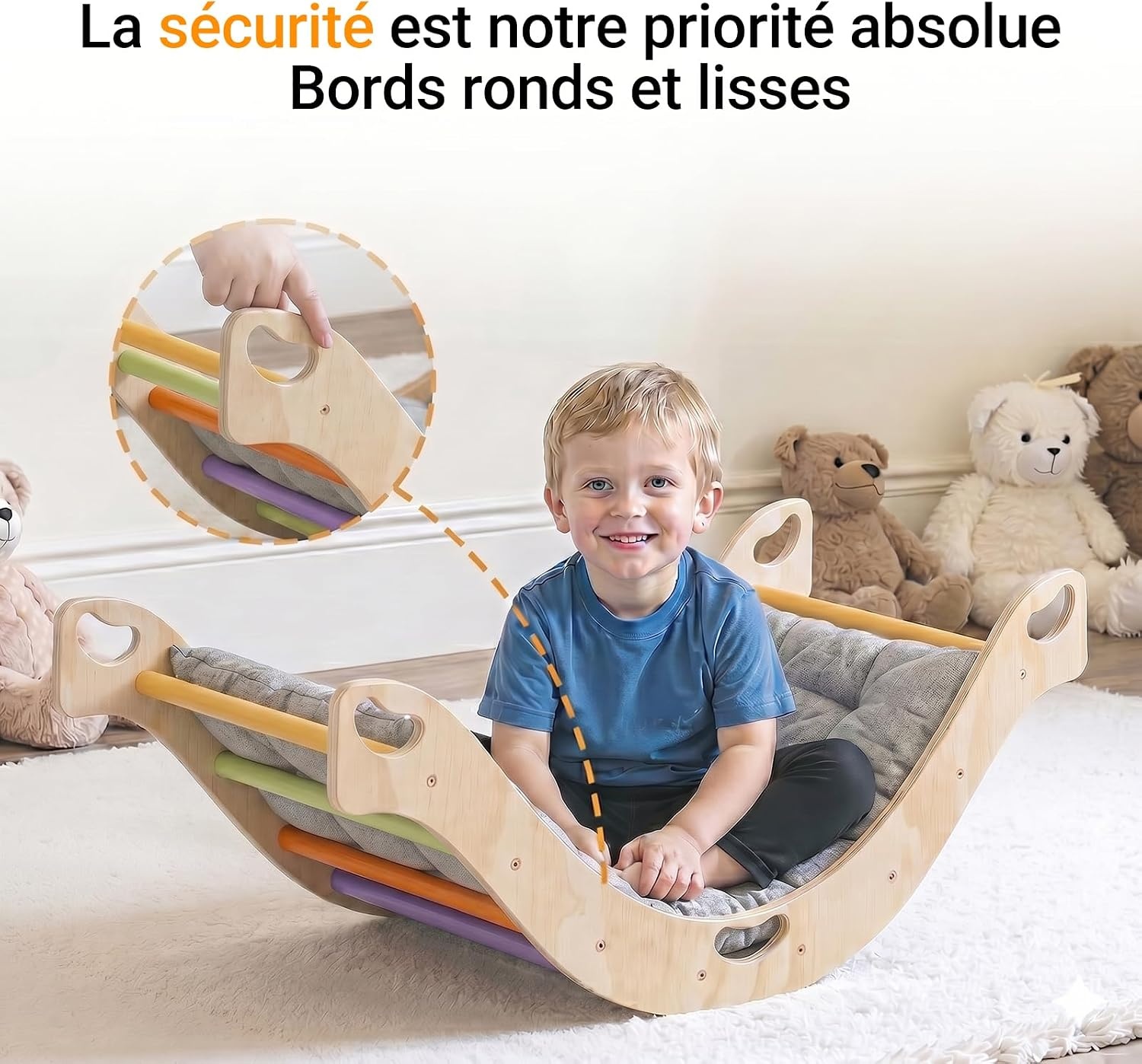 Arche d'escalade Montessori en bois avec coussin - 34% de remise