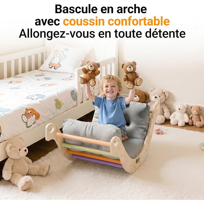 Arche d'escalade Montessori en bois avec coussin - Jusqu'à -34%