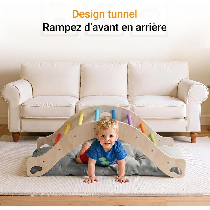 Arche d'escalade Montessori en bois avec coussin - Jusqu'à -34%