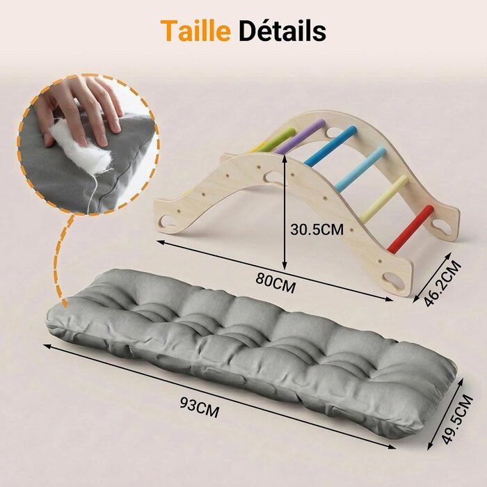 Arche d'escalade Montessori en bois avec coussin - Jusqu'à -34%