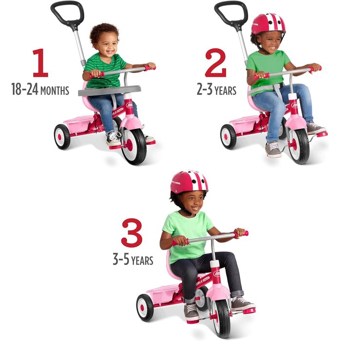 Tricycle évolutif 3-en-1 rose - Jusqu'à 57% de réduction