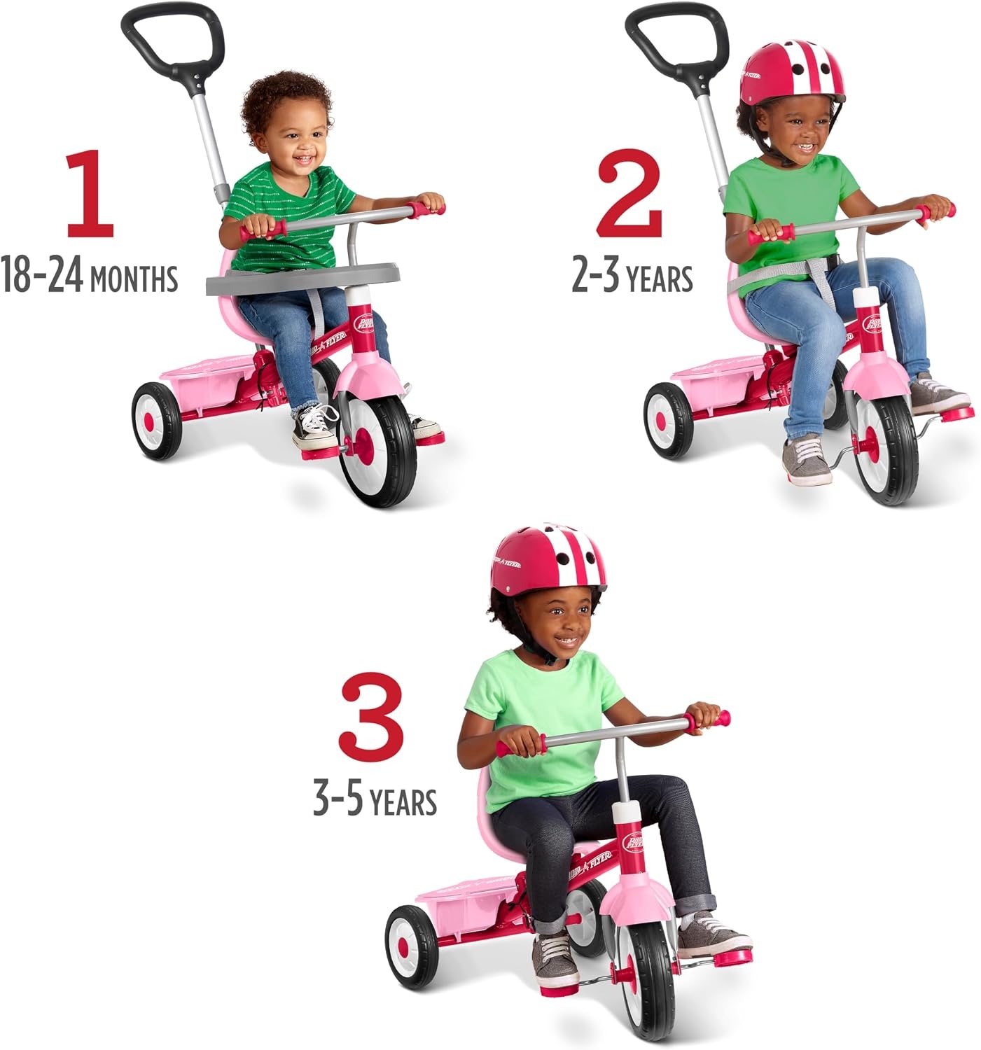 Tricycle évolutif 3-en-1 rose - Jusqu'à 57% de réduction