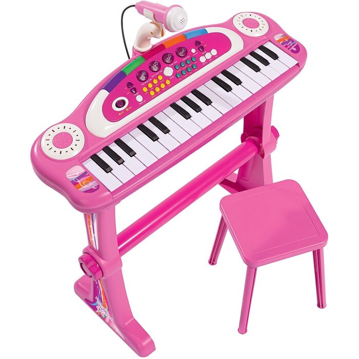 Clavier Électronique pour Enfants avec Tabouret - Rose - Jusqu'à 40% de remise