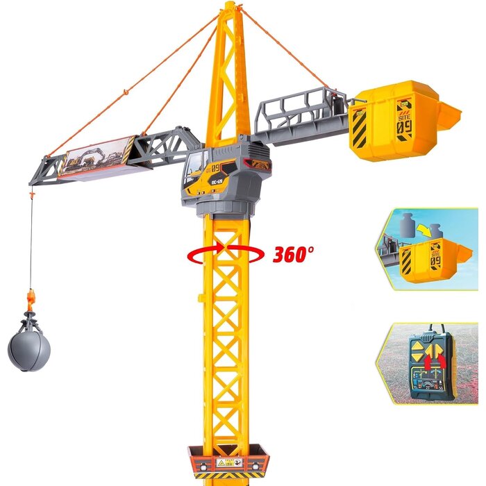 Grue de chantier télécommandée 110 cm - Rotation 360° - Jusqu'à -38%