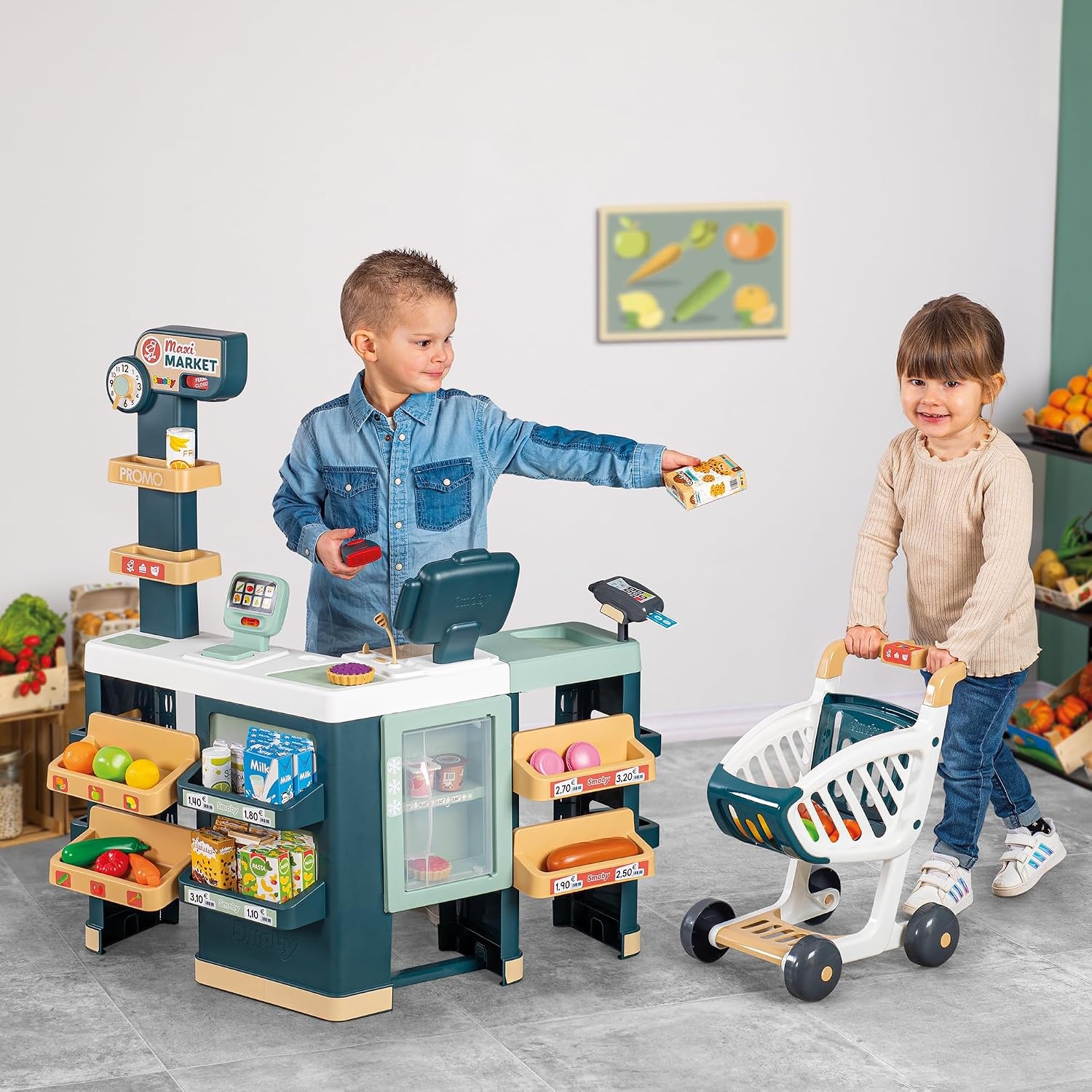 Supermarché interactif pour enfants + chariot - 50 accessoires - Jusqu'à -41%