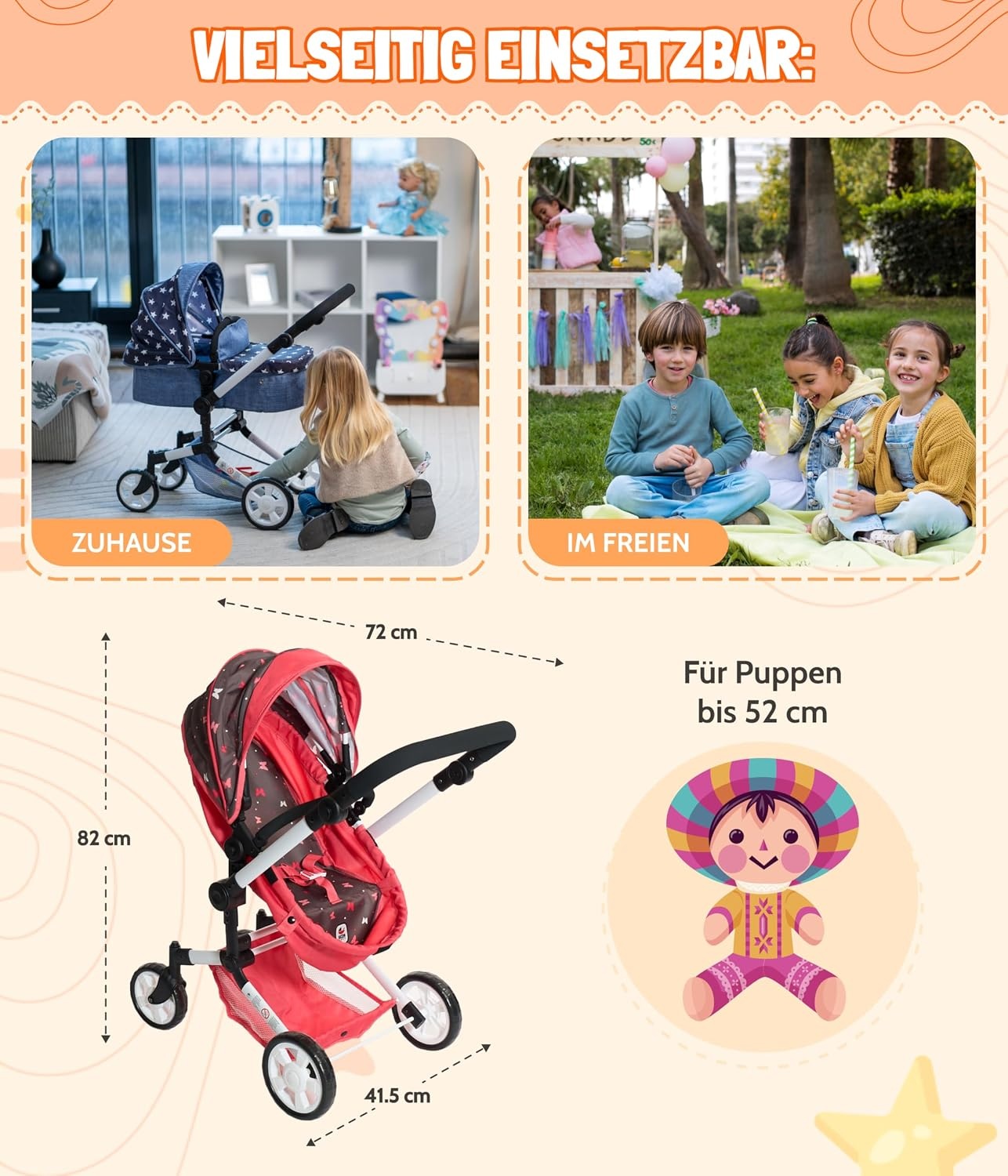 Poussette 3-en-1 pour poupée Butterfly - Jusqu'à -41%