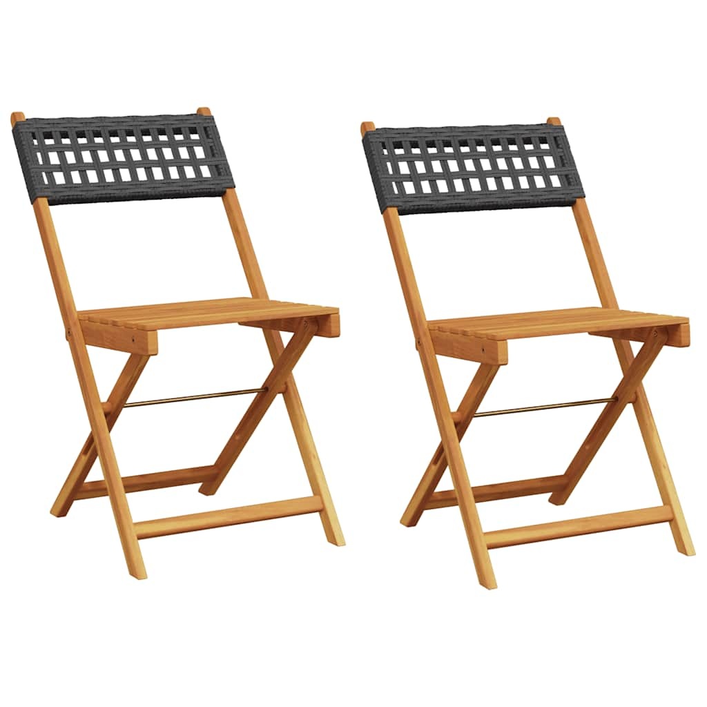 Vidaxl Lot de 2 chaises de bistrot pliantes acacia et résine - Jusqu'à -40%