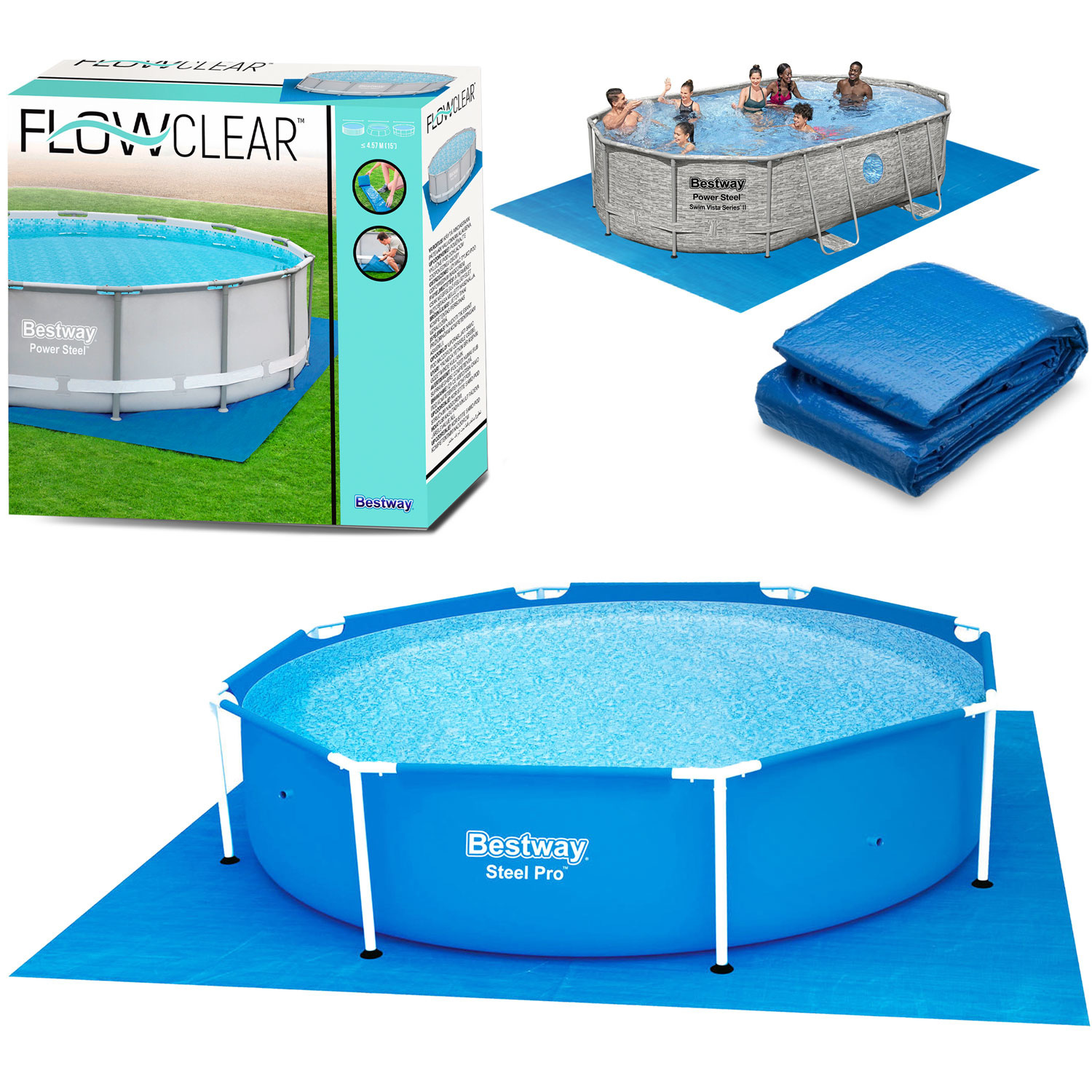 Tapis de sol universel 488x488cm pour piscine - Jusqu'à -54%