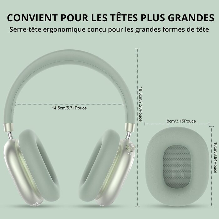 Casque sans fil à réduction de bruit 65h - Vert - Jusqu'à -40%